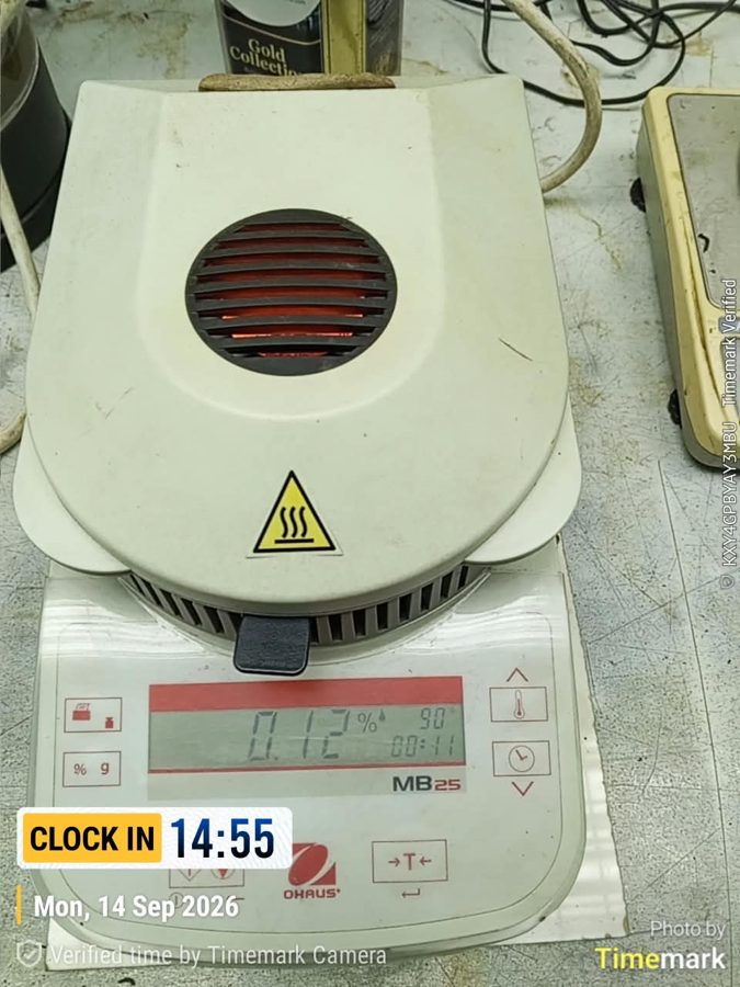 Moisture reading 0.12%